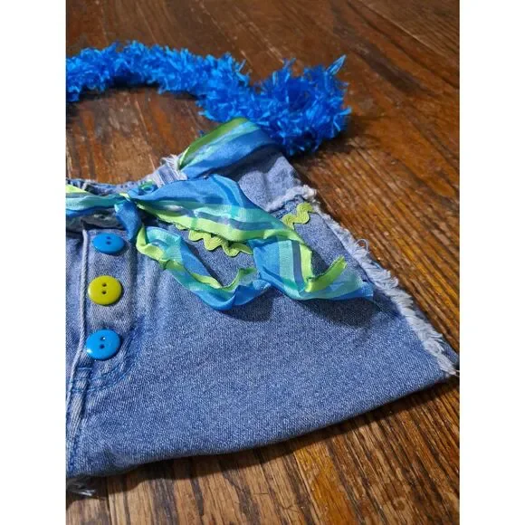 Vintage Handmade Booty Bag Upcycle Denim Jean Shorts Pants Handbag Purse Zana di - Picture 3 of 9